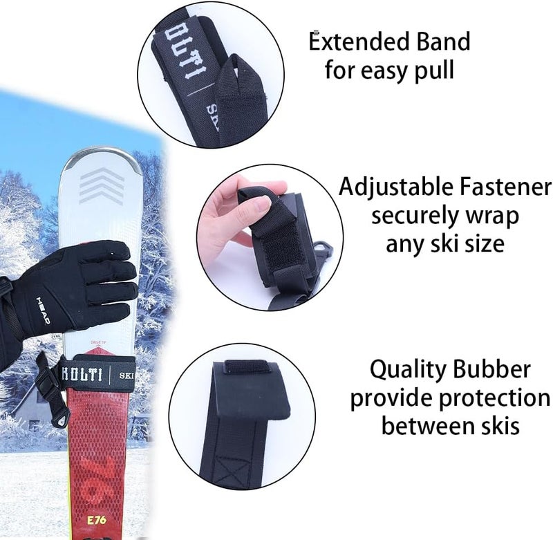Kolti Ski Fastener Straps - Durable Hook & Loop Ski Strap Carrier Pair, Winter Sports Accessories Great for Carrying Gear - Image 3